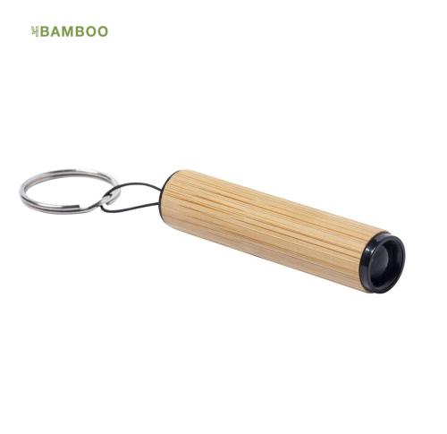 Branded Bamboo LED Torch Keyrings Vulko