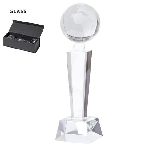 Glass Trophy Globe / World  Top Presentation Case