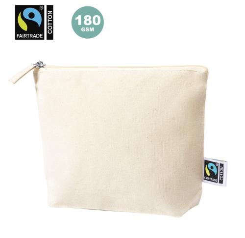 Promotional Fair Trade Certified  100% Cotton Beauty Cosmetics Bags Zip Closure