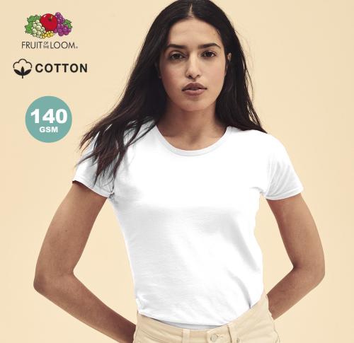 Fruit of the Loom 100% Cotton Ladies White T-Shirt Iconic