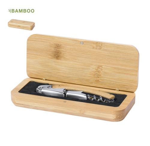 Bamboo & Metal Corkscrew Bottle Opener Bamboo Gift Box