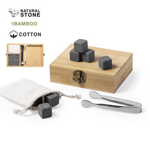 Set of Soaptone Ice Cubes Bamboo Box Cotton Pouch