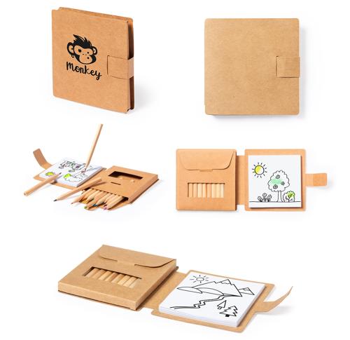 Set Of Crayons & Notepad Redycled Cardboard