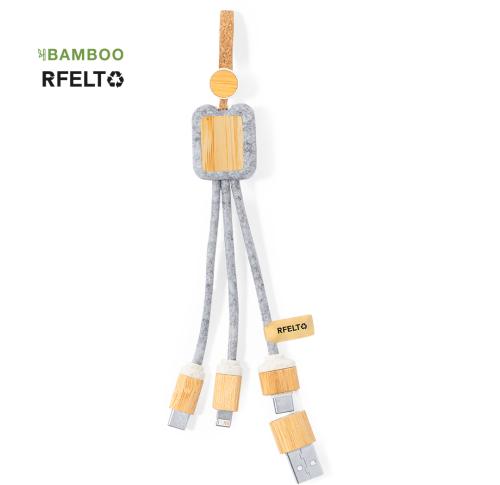 Printed Bamboo Felt Charging Cable Sets Type-C