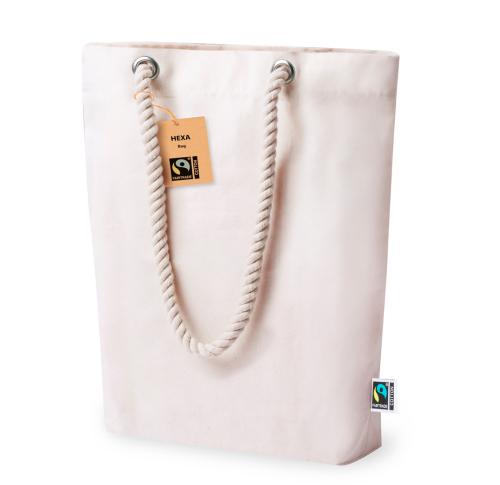 Printed Logo Fairrtrade Cotton Tote Bags Premium Rope Handles 105x380mm