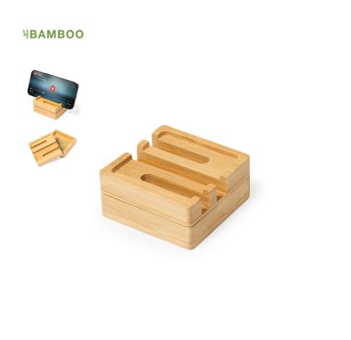Printed Bamboo Desk Organiser Smartphone Holder