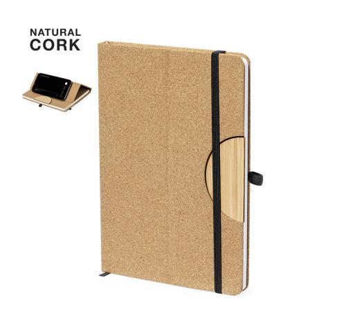 Printed Cork Notebook With Tablet & Smartphone Holder