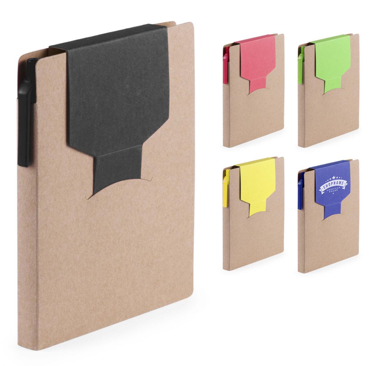 Recycled Cardboard Sticky Notes, Sticky Page Markers & Ballpoint Pen