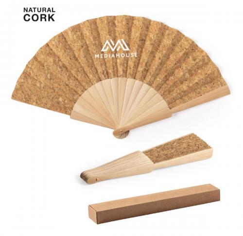 Printed Wooden Ribs & Cork Hand Fans Kasol