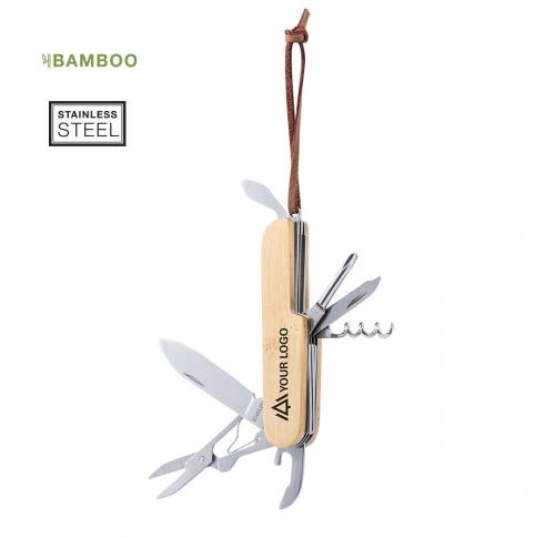 Engraved Logo Bamboo & Stainless Steel Multifunction Pocket Knives Titan