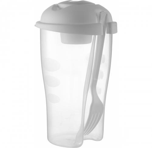 Salad container with cup and fork