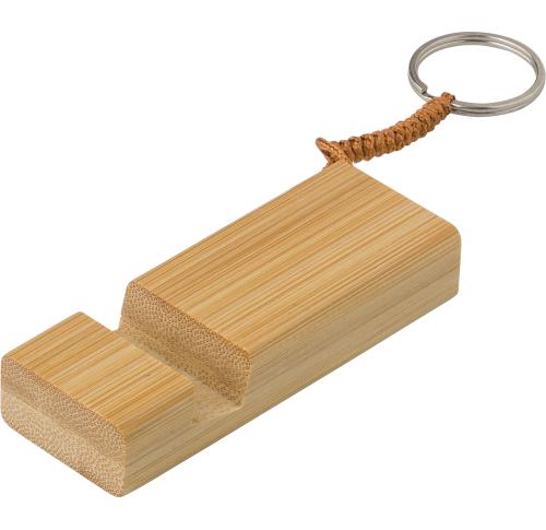 Bamboo key chain phone stand