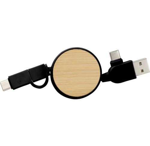 Promotional Branded Bamboo extendable charging cables