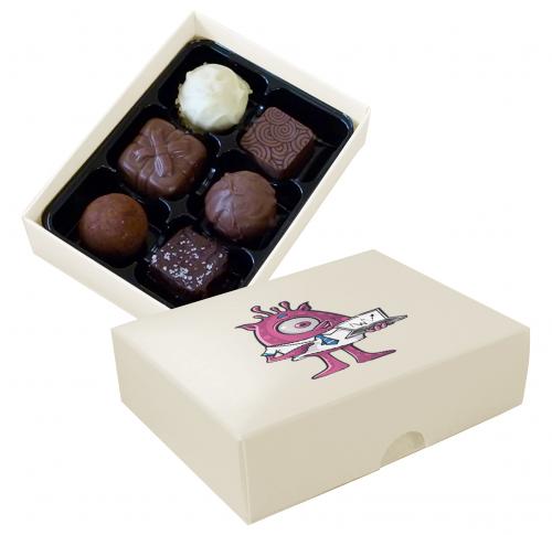 Chocolate box with 6 assorted chocolates and truffles