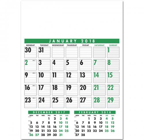 Commercial Planners - Green/Black Wall Calendars 2025