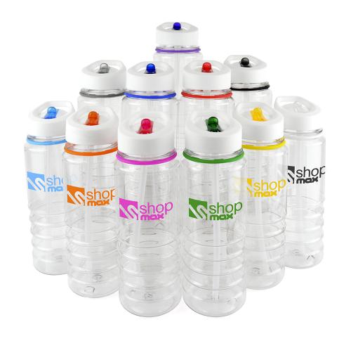 Printed Eco 750ml Flip Lip Coloured Ring Water Sports Bottles