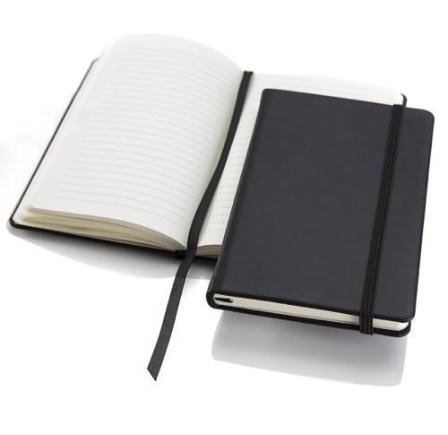 Black Torino Pocket Casebound Notebook with an elastic strap