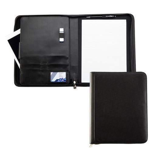 Printed Conference Folders A4 Zipped Conference Folder With Padded Tablet Pocket Black Houghton