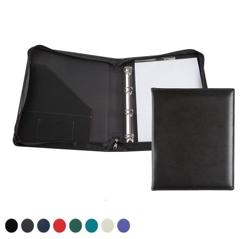 A4 Ring Zipped Binder with co ordinating Leather Interior Pockets Recycled Environmentally friendly Eleather in a choice of 8 colours.