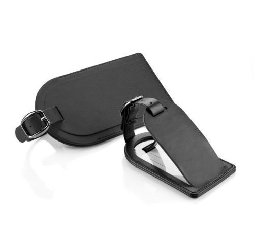 Branded Large Black Leather Luggage Tags