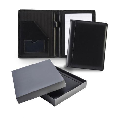 Branded Leather A5 Conference Folders Black