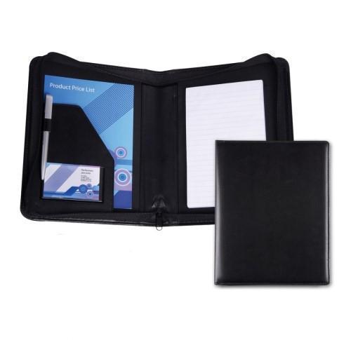 Black Belluno PU A5 Zipped Conference Folder