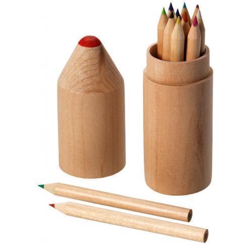 12-piece Coloured Pencil Set in Wooden Pencil Shaped Box