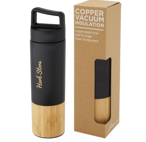 Promotional  540 Ml Copper Vacuum Insulated Stainless Steel Bottle With Bamboo Outer Wall