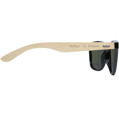 Branded Recycled Bamboo Mirrored Polarized Sunglasses In Gift Box