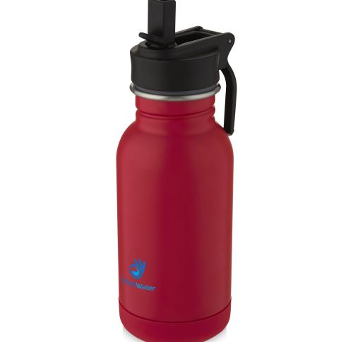 Logo Stainless Steel Sport Bottles With Straw And Loop Lina 400 Ml 