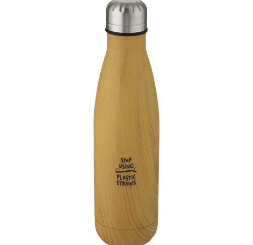 Branded Stainless Steel Bottles With Wood Print 500 Ml Vacuum Insulated 