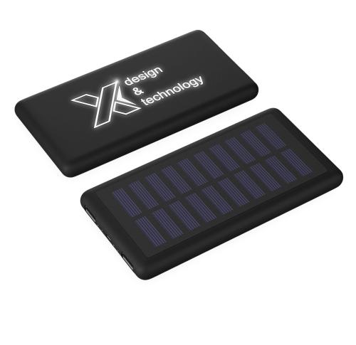 Branded Portable 8000 MAh Light-up Solar Powerbank Power Pack