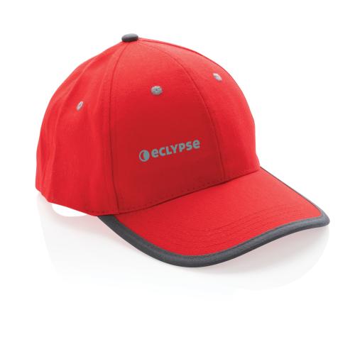 Eco Branded Brushed Recycled Cotton Baseball Cap 280gr 6 Panel Contrast Impact AWARE™ - Red