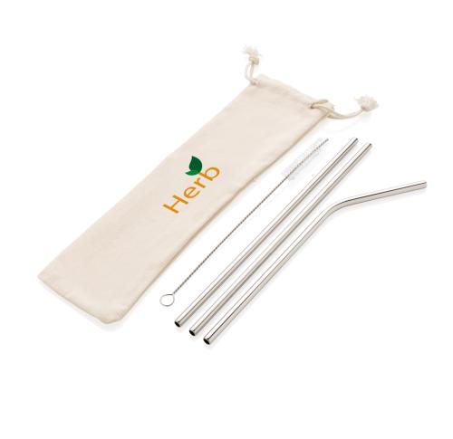 Branded Metal Straws Reusable Straws Stainless Steel  3 Pcs Straw Set