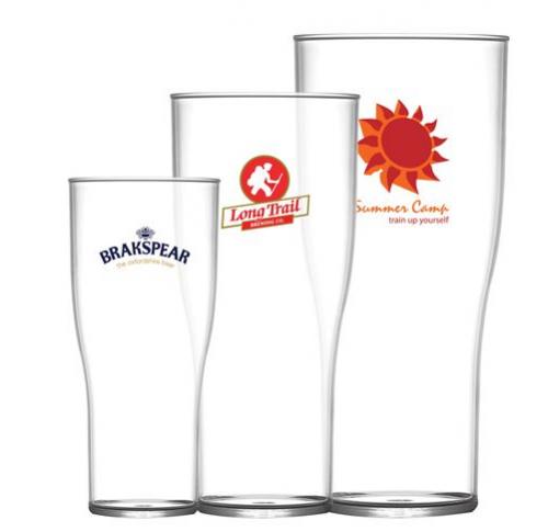 Polycarbonate Branded Plastic Pint Glasses Economy Tulip 22 Oz (Oversize)