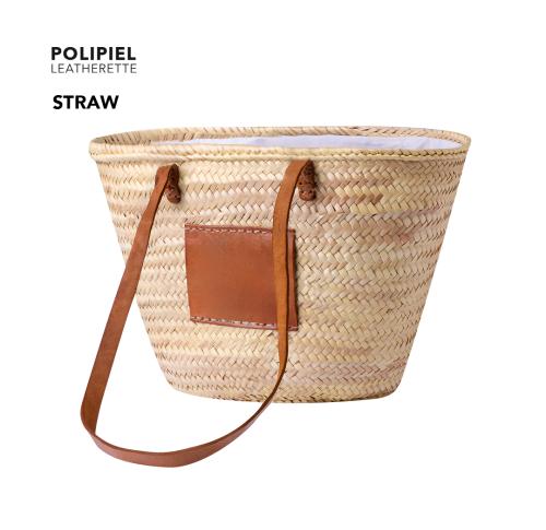 Printed Straw Beach Bag Totes PU Handles