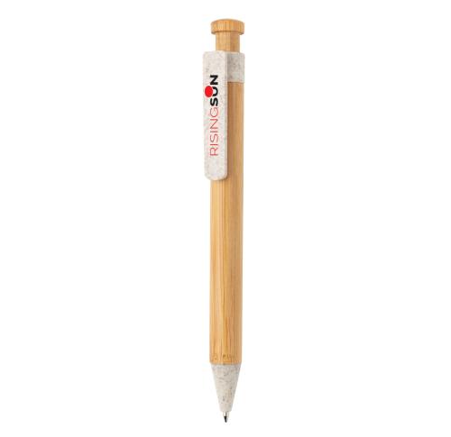 Promotional Eco Bamboo Pen With Wheatstraw Clip White