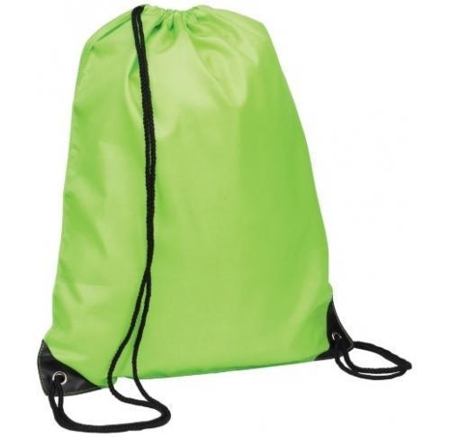 Printed Drawstring Gym Bags Lime Green Reinforced Corners