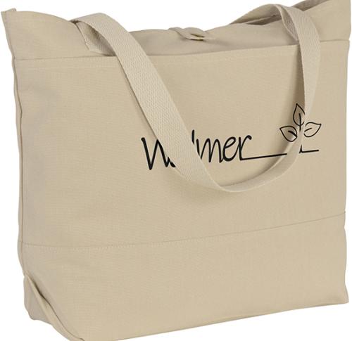 Walmer 12oz (405gsm) Cotton Recycled Popper Tote Bag - Custom Logo - Front Pocket - Natural