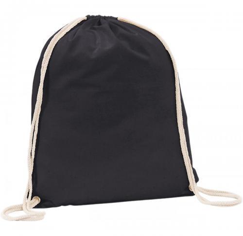 Custom Printed 5oz Cotton Drawstring Bags - Black Westbrook 