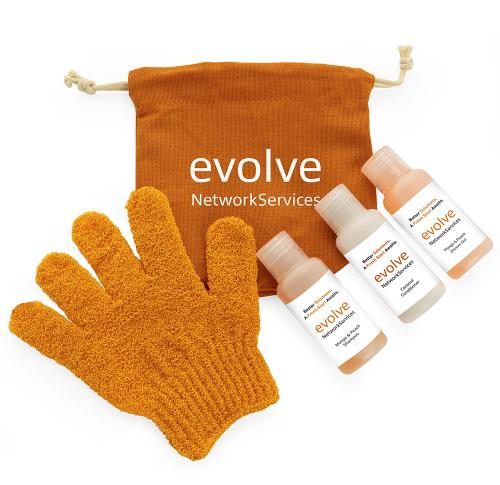 Branded Mango & Peach Toiletry Set In A Hemp Bag