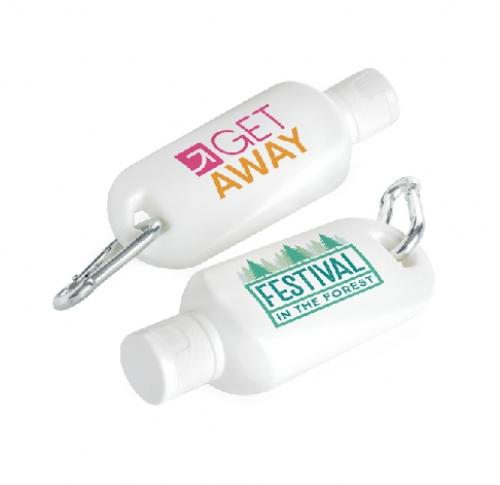 Custom Sun Lotion On Carabineer Clip SPF 25 - Festivals SPF 25