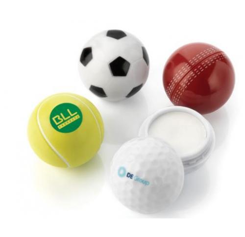 Branded Sports Ball Shaped Lip Balms - Tennis, Golf. Cricket, Football