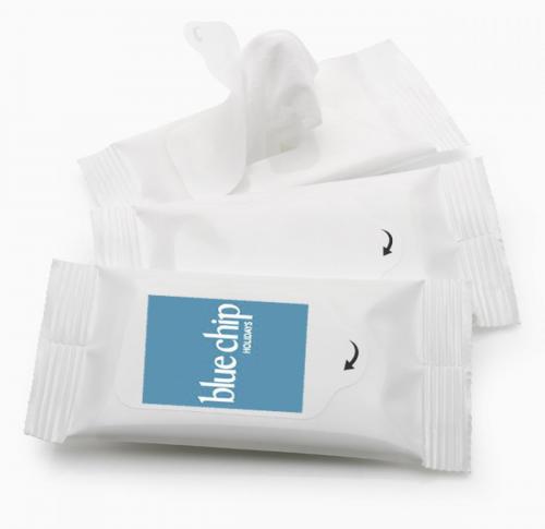 5 Wet Wipes in a Soft Pack - Printed/Label Tab Only