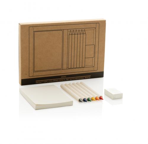 Micki GRS Infinity 6pc Colouring Pencil Set With Notepad White