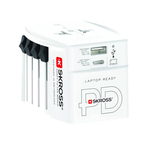 Printed Logo SKROSS World Travel Adapters MUV 65W PD With USB C Cable
