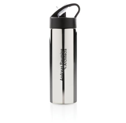 Promotional Sport Bottle With Straw - Silver