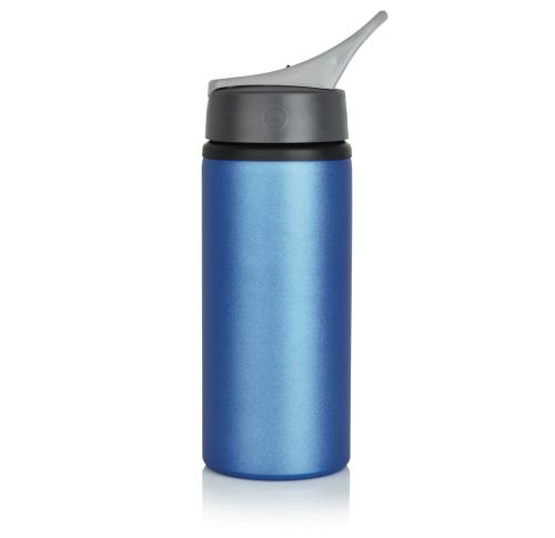Branded Aluminium Metal Sports Bottle Blue Flip Lid