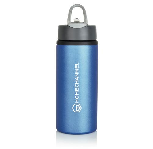 Branded Aluminium Metal Sports Bottle Blue Flip Lid