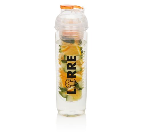 Printed Water Bottle With Fruit Infuser 500ml Orange